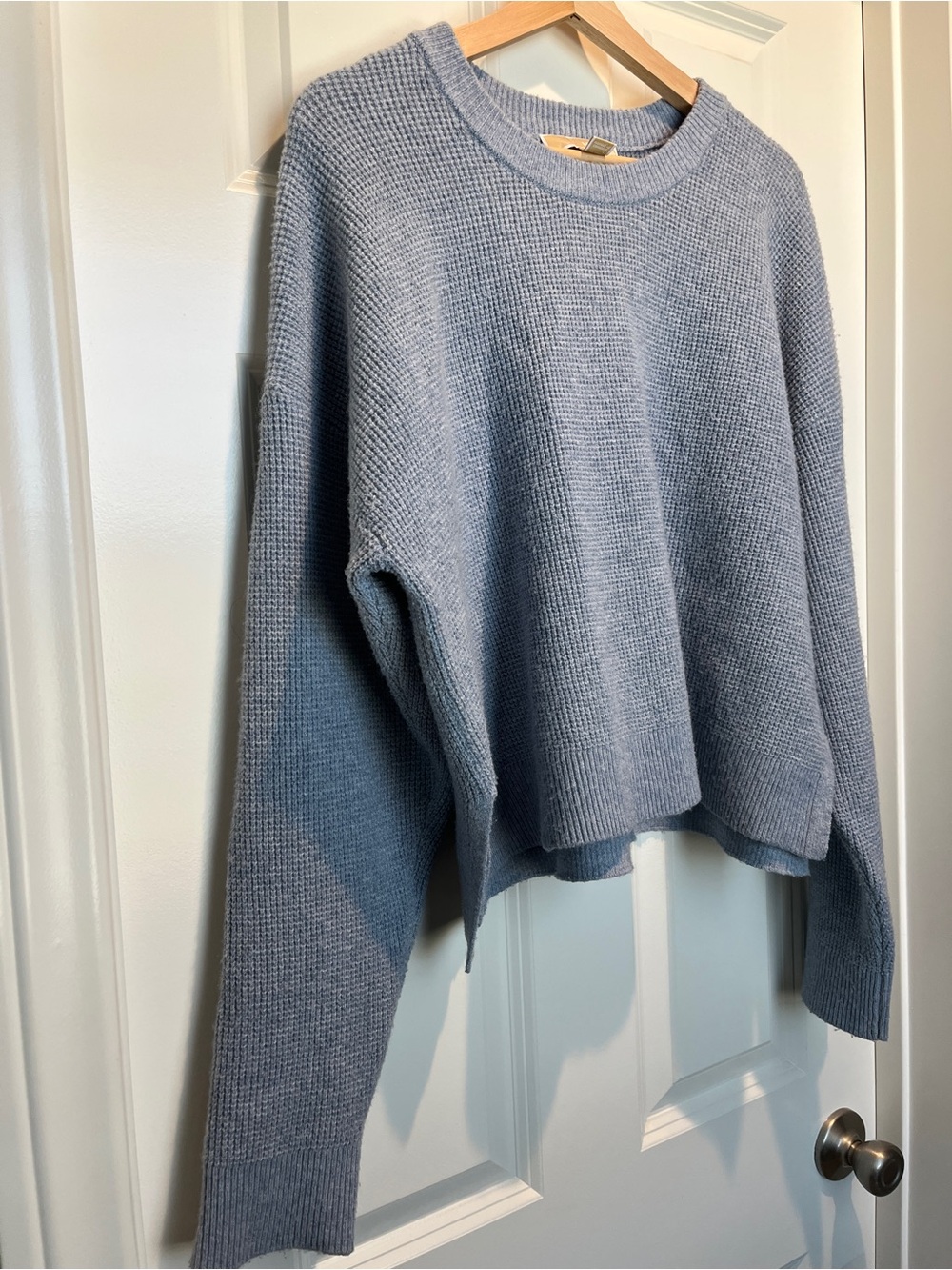 Michael Kors Powder Blue Waffle Crewneck Sweater